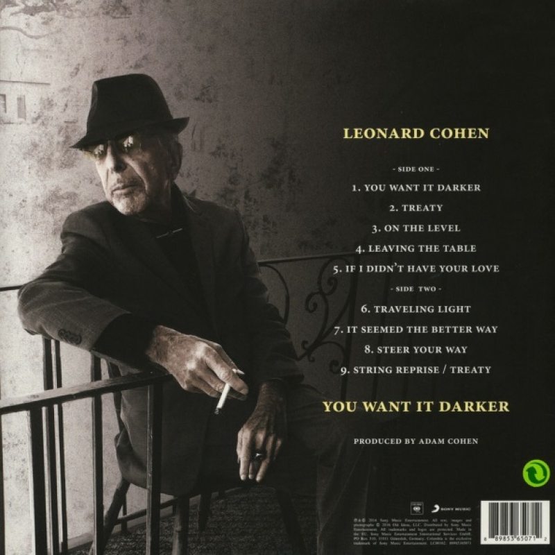Виниловая пластинка LEONARD COHEN - YOU WANT IT DARKER BLACK VINYL 12" 2