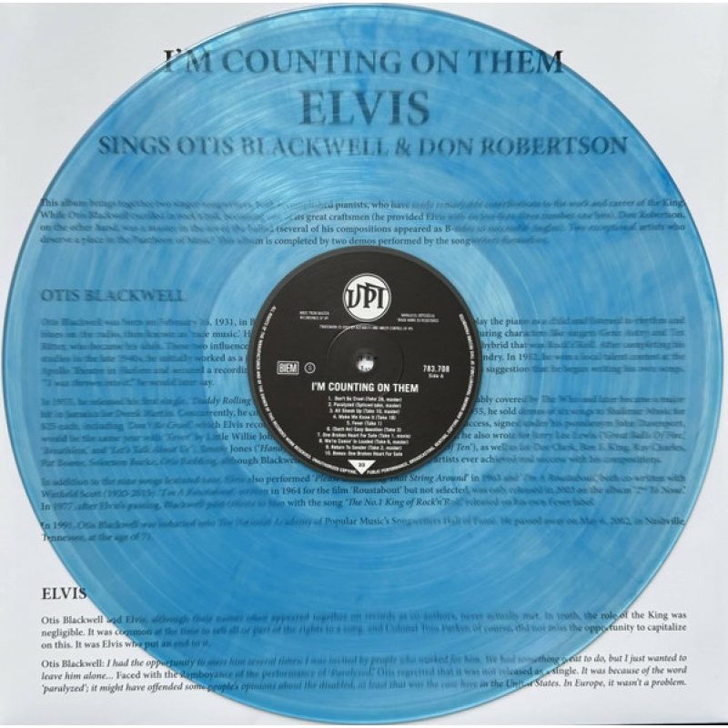Виниловая пластинка ELVIS PRESLEY - I'M COUNTING ON THEM: OTIS BLACKWELL & D BLUE VINYL 12" 3