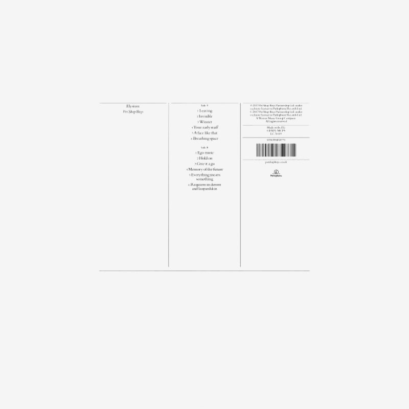 Виниловая пластинка PET SHOP BOYS - ELYSIUM BLACK VINYL 12" 2