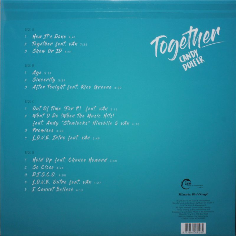 Виниловая пластинка CANDY DULFER - TOGETHER BLACK VINYL 12" 3