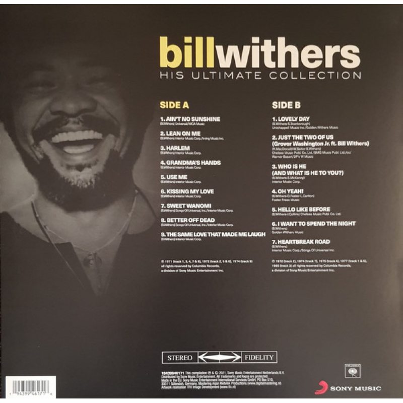 Виниловая пластинка BILL WITHERS - HIS ULTIMATE COLLECTION 180 GRAM BLACK VINYL 12" 2