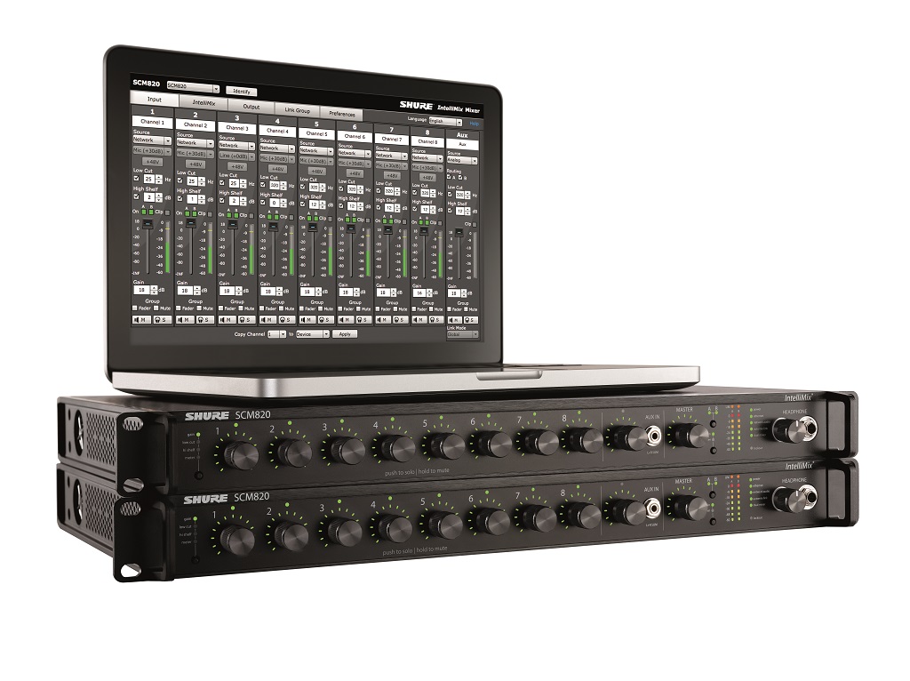 Shure SCM820E-DAN-DB25 восьмиканальный автоматический микрофонный микшер Dante 2