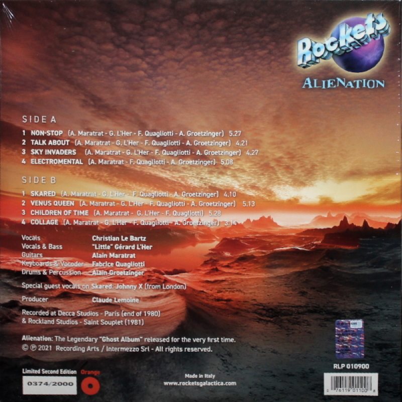 Виниловая пластинка ROCKETS - ALIENATION CLEAR ORANGE VINYL 12" 3