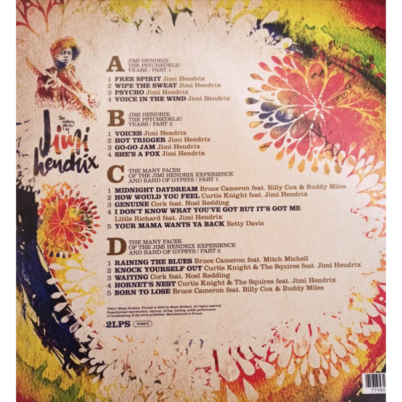 Виниловая пластинка JIMI HENDRIX.=V/A= - MANY FACES OF JIMI HENDRIX -HQ- 180 GRAM YELLOW/BLUE VINYL 12" 2