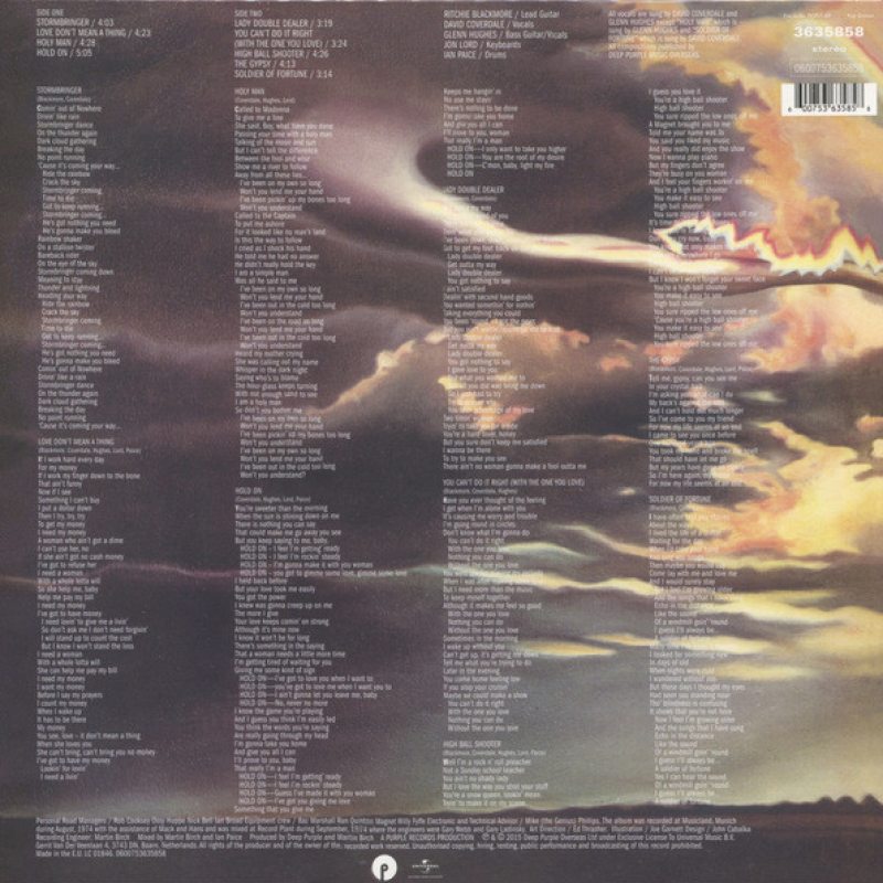 Виниловая пластинка DEEP PURPLE - STORMBRINGER 180 GRAM BLACK VINYL 12" 2