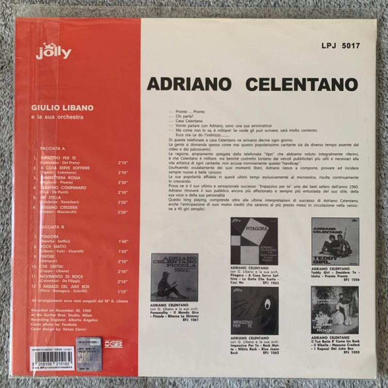 Виниловая пластинка ADRIANO CELENTANO - FURORE BLACK VINYL 12" 2