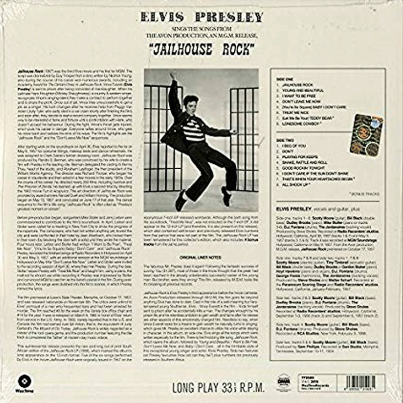 Виниловая пластинка ELVIS PRESLEY - JAILHOUSE ROCK 180 GRAM BLACK VINYL 12" 2