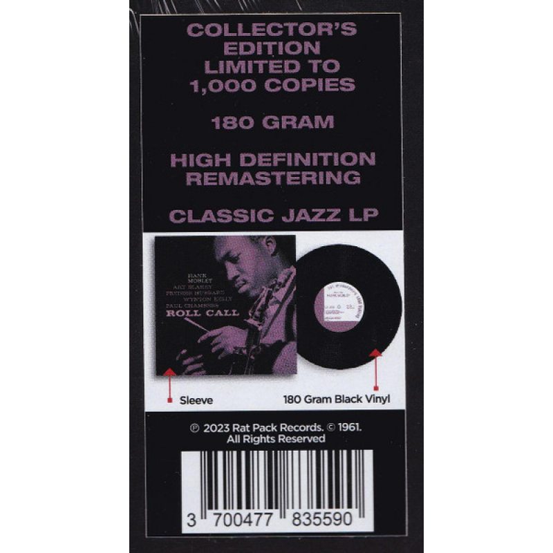 Виниловая пластинка HANK MOBLEY - ROLL CALL 180 GRAM BLACK VINYL 12" 3