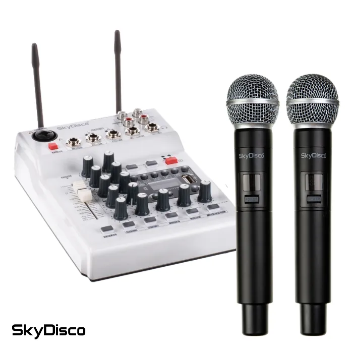 Беспроводные микрофоны и микшер для онлайн-караоке SkyDisco UM-100 Bluetooth